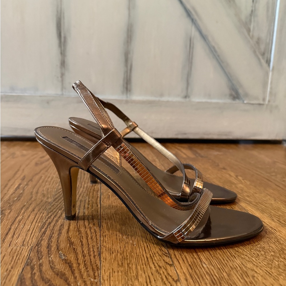 Brown/Bronze Heels with Gold Touches